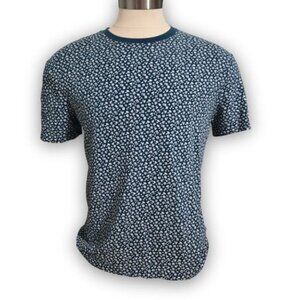 Ben Sherman Men's Medium Blue with White Flower Exclusive Decoration Silk Screen